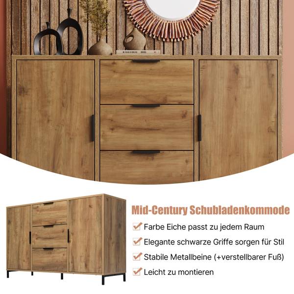 Sideboard Omnaers Braun - Holzwerkstoff - 120 x 76 x 40 cm