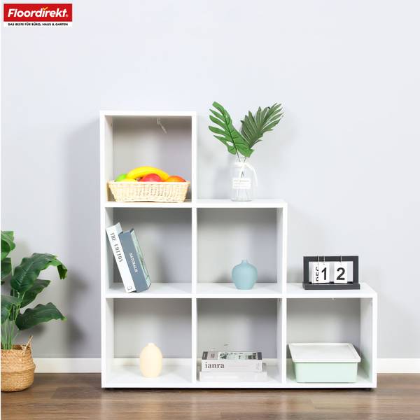 Bücherregal Carolina Weiß - Holzwerkstoff - Massivholz - 98 x 98 x 29 cm