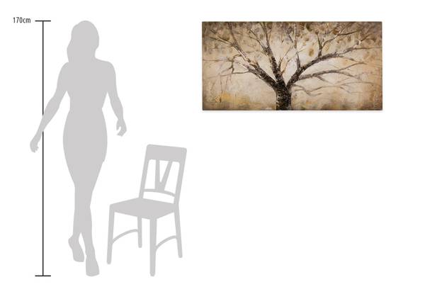 Acrylbild Handgemalt Wald & Bäume Nuh Weiß - Baumwollstoff - 120 x 60 x 4 cm