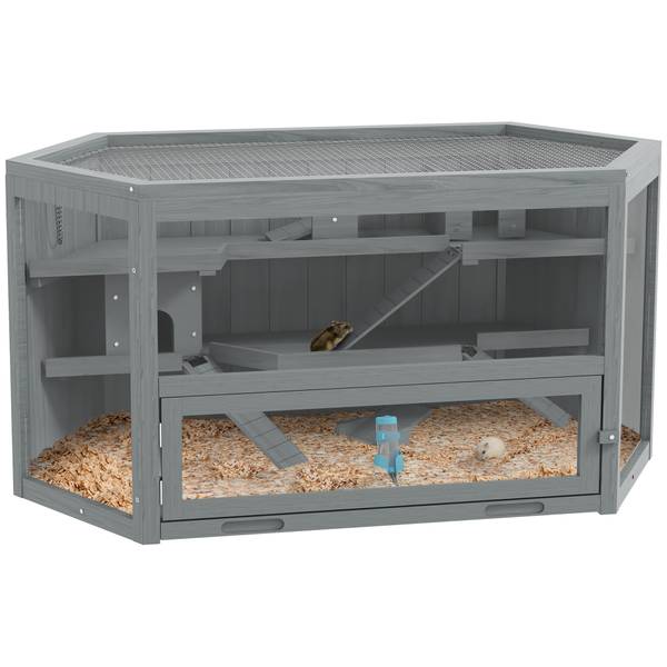 Kleintierstall BB7141 Grau - Massivholz - 65 x 19 x 126 cm