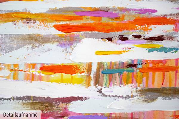 Acrylbild Handgemalt Nonfigurativ Aq Orange - Baumwollstoff - 60 x 60 x 4 cm