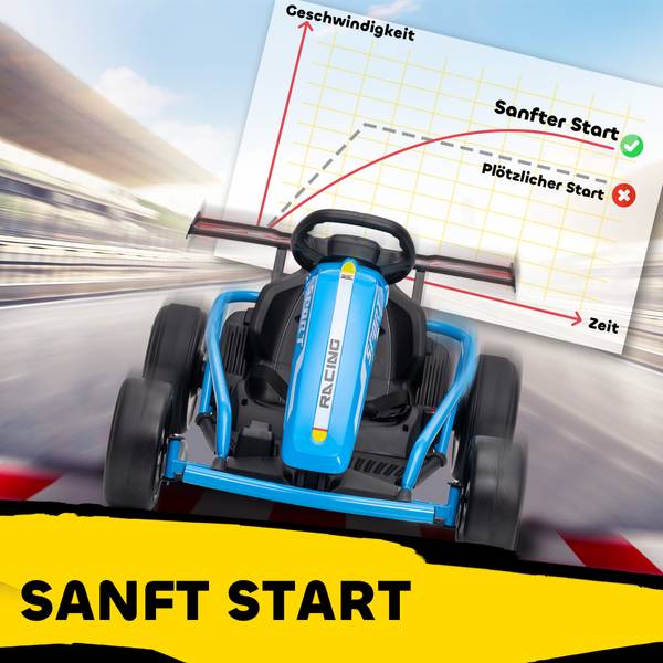 Kinder Elektro Gokart 370-446V90BU Blau - Kunststoff - 77 x 54 x 119 cm