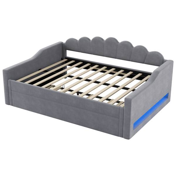 Tagesbett Poseidon Ⅲ Grau - Leinen - 149 x 84 x 212 cm