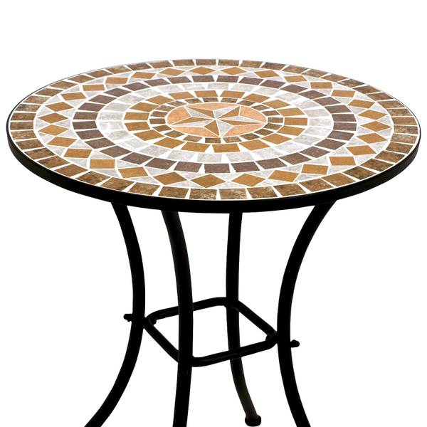 Bistrotisch LUCCA Schwarz - Braun - Weiß - Stahl - Mosaik - 60 x 70 x 60 cm