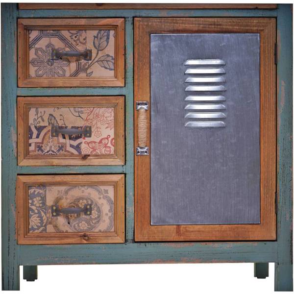 Apotheker-Schrank A43 Blau - Tanne - 57 x 138 x 32 cm