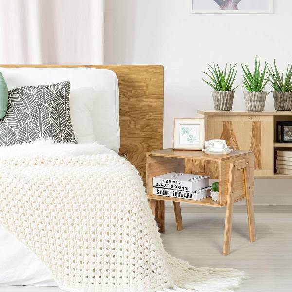 Table de Chevet HW61736(lot de 2) Noir - Bambou - 29 x 42 x 43 cm