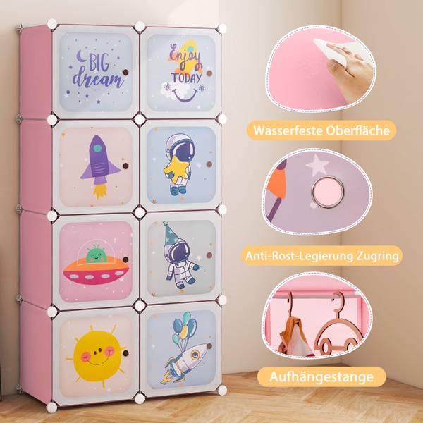Kinder Kleiderschrank 18903425 Pink - Metall - 71 x 142 x 36 cm