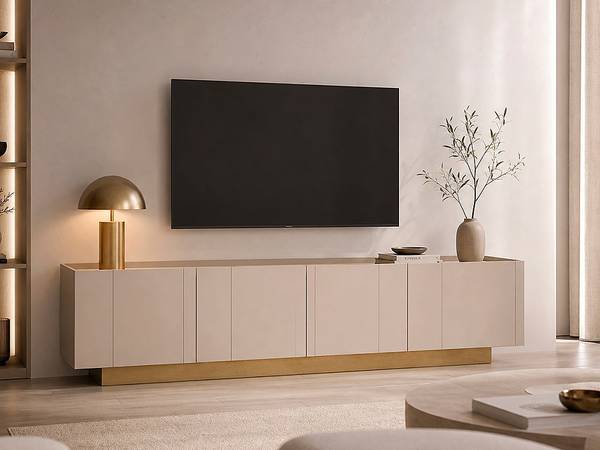 TV-Board ANARZA Beige - Braun - Holz teilmassiv - 180 x 47 x 40 cm