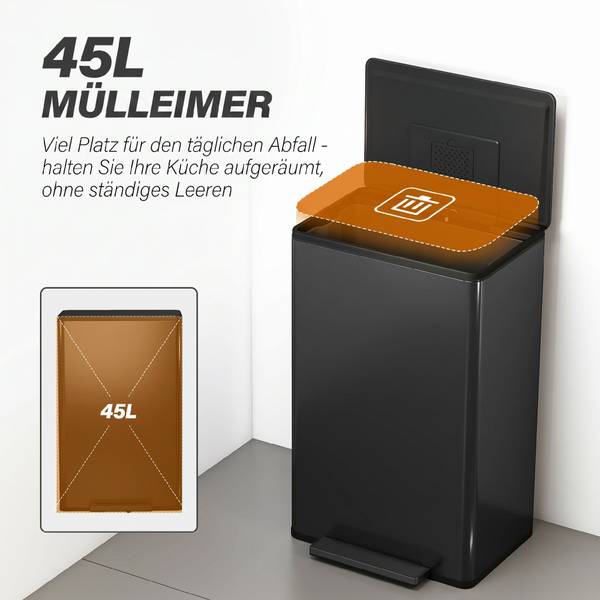 Mülleimer 851-068V00BK Schwarz - Metall - 35 x 68 x 43 cm