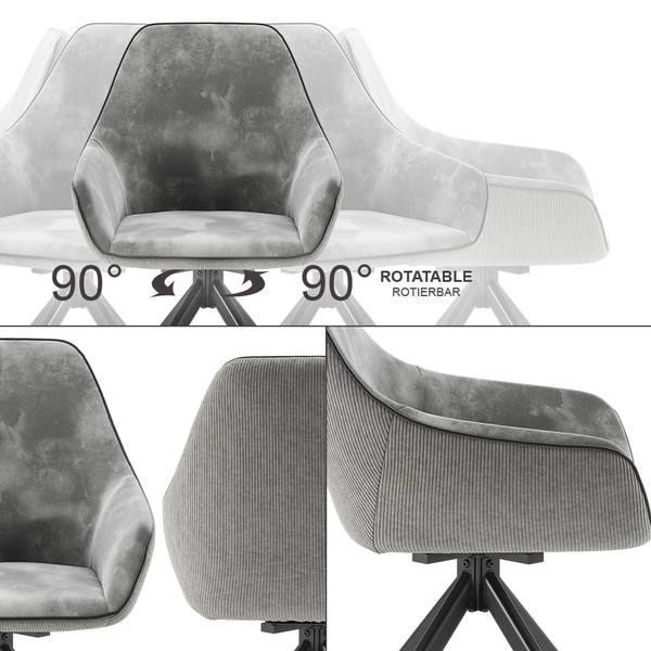Loungesessel Eleganza 53231 Grau - Samt - 60 x 89 x 62 cm