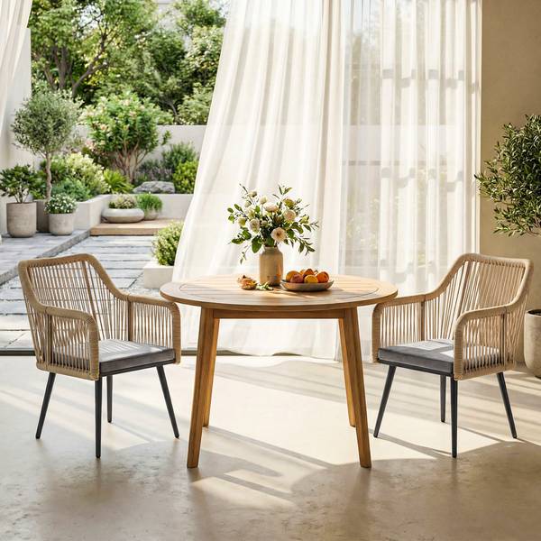 Tuin-eetkamerstoelenset 84G-881V00LG grijs - polyrotan - 54 x 80 x 65 cm