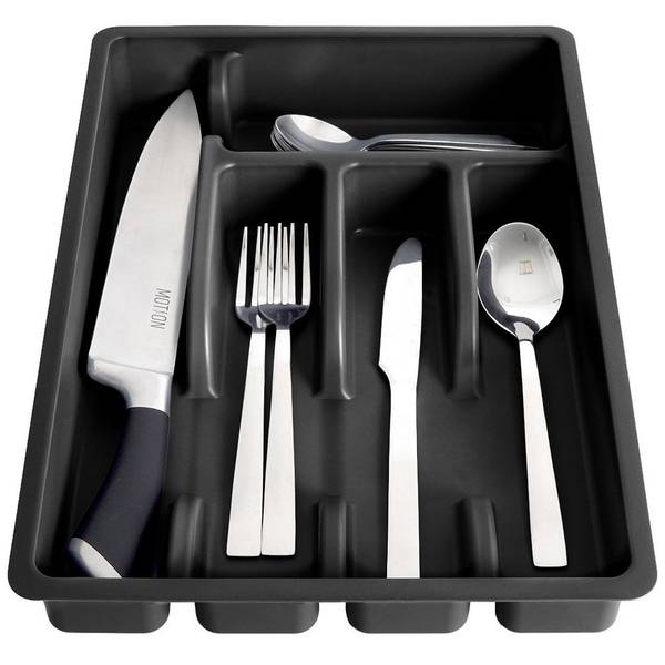 Besteckeinsatz Schwarz - Kunststoff - 26 x 6 x 36 cm