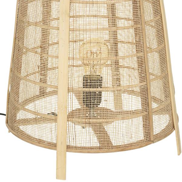 Nachttischlampe CARMEN, Laterne-Form Beige - Massivholz - 33 x 49 x 1 cm