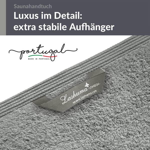 Saunahandtuch London 2er-Set Grau - Frottee - 80 x 1 x 200 cm