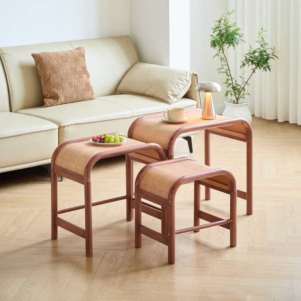 Couchtisch JOVIK 3er Set Braun - Massivholz - 60 x 58 x 40 cm