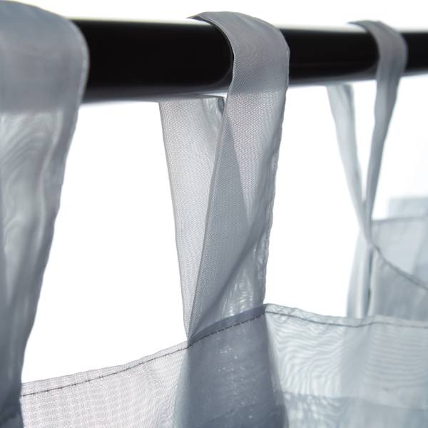Vorhänge mit Schlaufen im 2er-Set Silber - Polyester - 140 x 1 x 245 cm