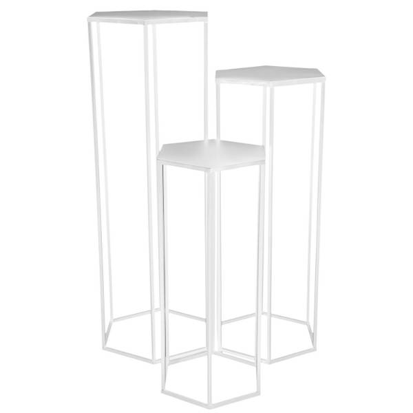 Blumenständer HH-HD62201 3er Set Weiß - Metall - 32 x 90 x 5 cm