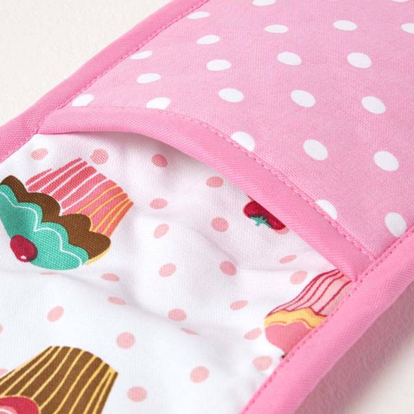 Ofenhandschuh doppelt Cupcakes Pink - Baumwollstoff - 18 x 1 x 84 cm