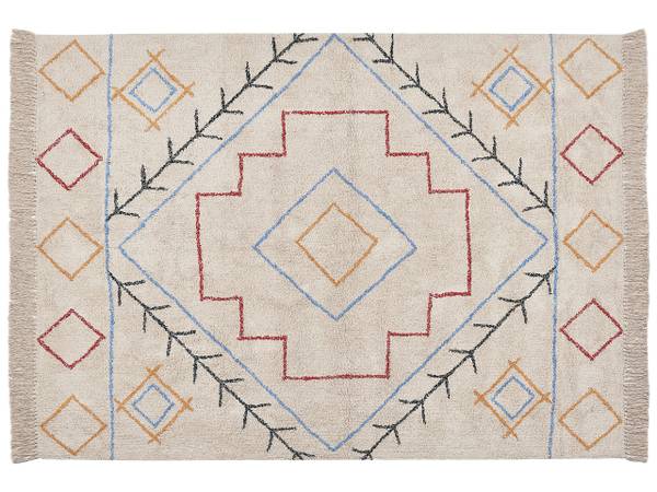 Teppich KUSKAN Beige - Grün - Rot - Gelb - Naturfaser - 160 x 160 x 160 cm