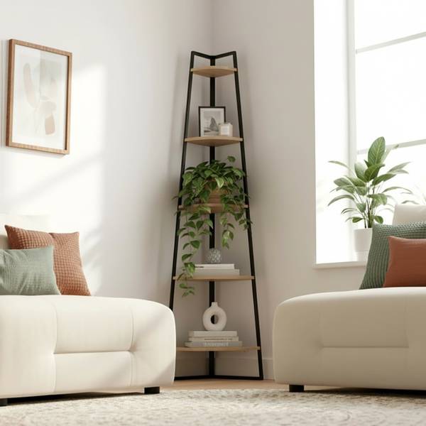 Eckregal LEXIE Schwarz - Holzwerkstoff - 36 x 180 x 36 cm
