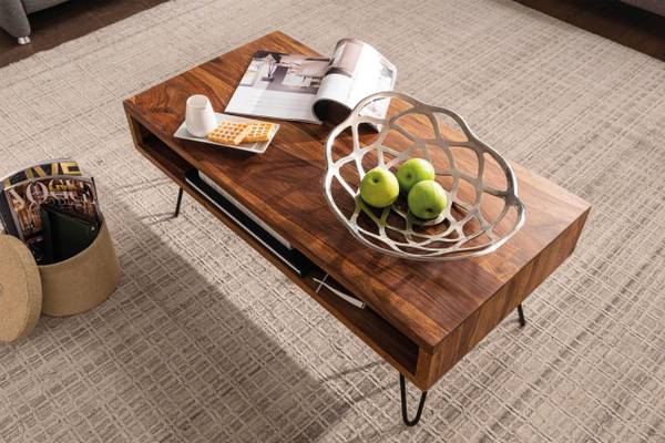 Couchtisch eckig KARU Sofatisch Braun - Sheesham - 100 x 40 x 50 cm