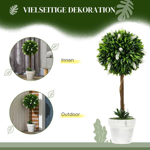 Künstliche Lavendel CD93 2er-Set Weiß - Kunststoff - 15 x 60 x 15 cm