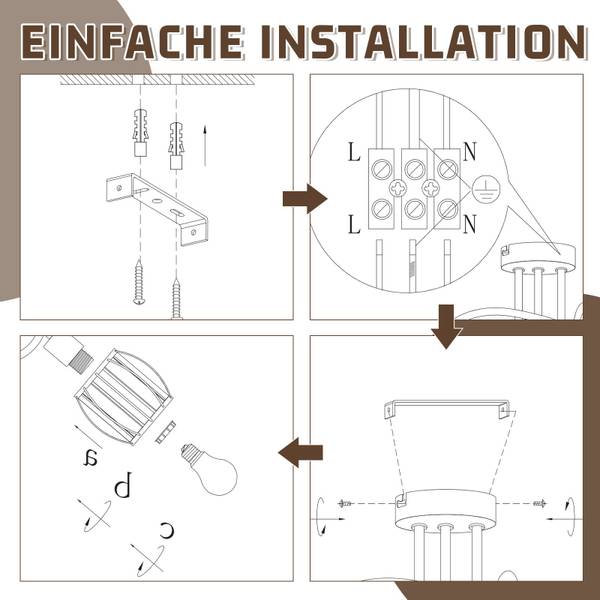Deckenleuchte Lauterbach Schwarz - Metall - 21 x 40 x 40 cm