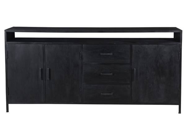 Sideboard Kala Schwarz - Massivholz - 180 x 85 x 40 cm