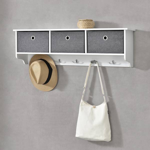 Wandgarderobe Horsens Weiß - Holzwerkstoff - 100 x 30 x 20 cm