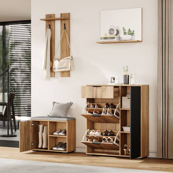 Garderobenset NaturSHEF Braun - Holzwerkstoff - 35 x 139 x 140 cm