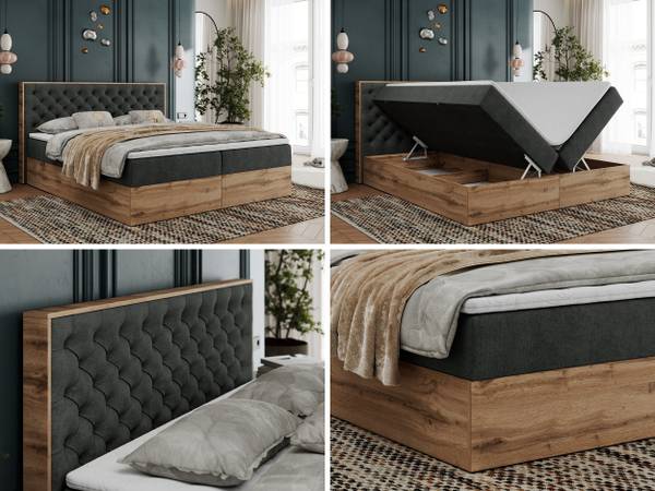 Boxspringbett ALBERO 3 Graphit - Breite: 148 cm - H3