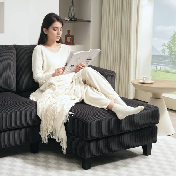 Ecksofa 83B-242V00CG Grau - Cord - 134 x 87 x 214 cm