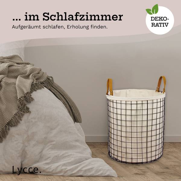 Wäschekorb Karo Weiß - Metall - 45 x 50 x 45 cm