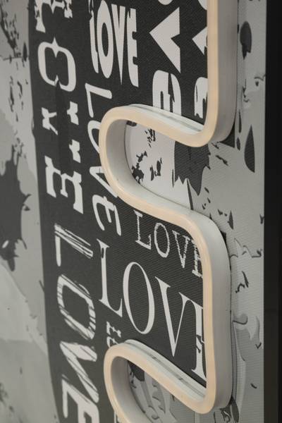 Canvas schilderij Love deels massief hout - 4 x 90 x 60 cm