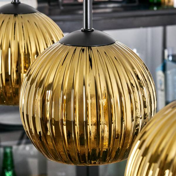 Pendelleuchte Cesaro Gold - Aluminium - Klarglas - 10 x 120 x 92 cm