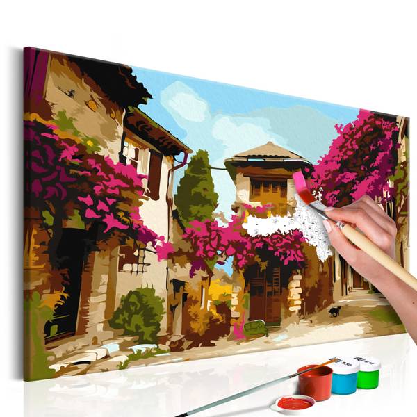 Wandbild Malen nach Zahlen Städte Pim Baumwollstoff - 60 x 40 x 2 cm