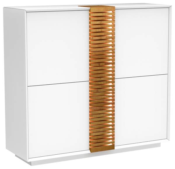 Highboard GIOVANNI Braun - Weiß - Holzwerkstoff - Holz teilmassiv - 120 x 123 x 40 cm