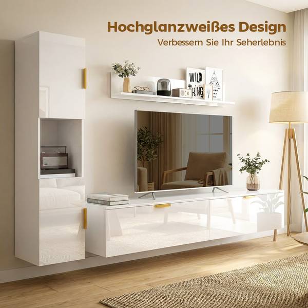 Wohnwand 83B-692V90WT 4er Set Weiß - Holzwerkstoff - 33 x 30 x 180 cm