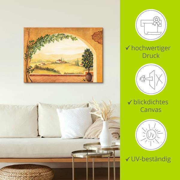 Leinwandbild Weinranken in der Toskana 100 x 70 cm