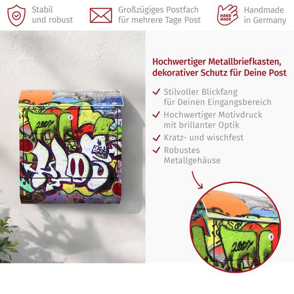 Briefkasten Graffiti Stahl - 39 x 46 x 13 cm