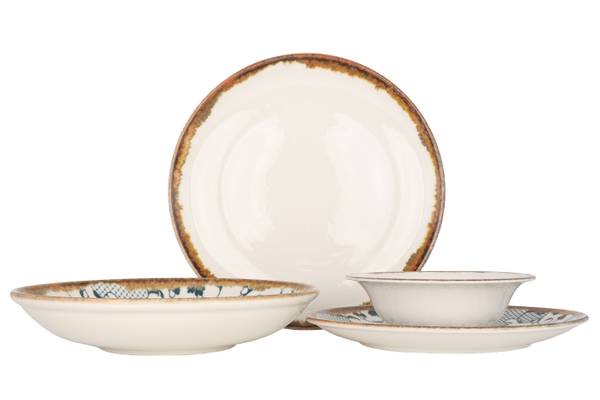 Geschirrset Fluer Amber 24-tlg Porzellan - Höhe: 2 cm