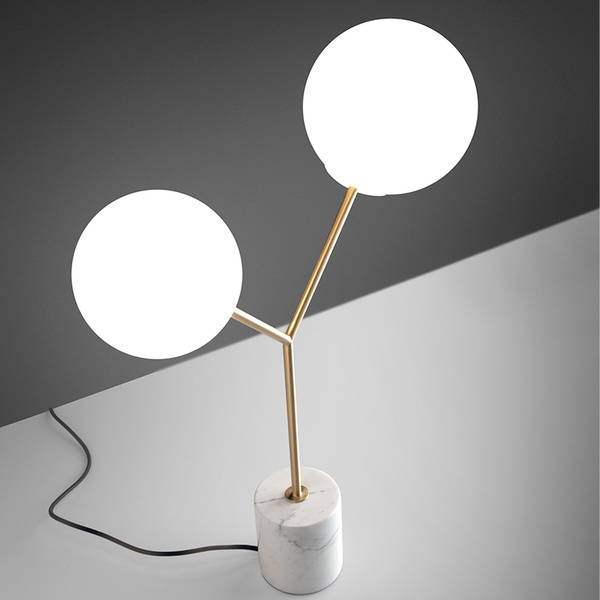 Lampe de bureau 8050 Doré - Blanc - Doré - Acier - Marbre - 53 x 63 x 20 cm