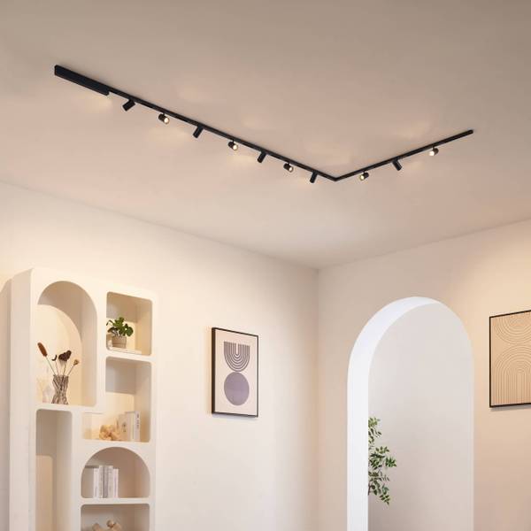 LED-Schienensystem Lyne Schwarz - Metall - 100 x 7 x 200 cm