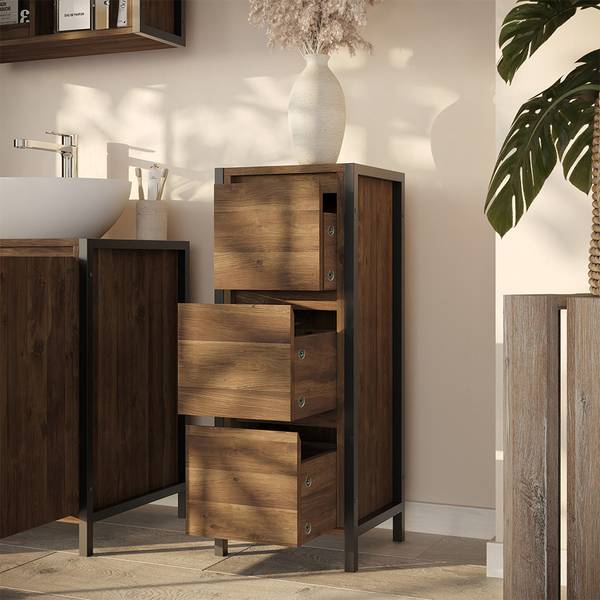 Midischrank Naola 56464 Schwarz - Braun - Holzwerkstoff - 30 x 80 x 30 cm