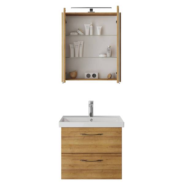 Badmöbel-Set VILLATORO-66-8 2er-Set Braun - Holzwerkstoff - 60 x 200 x 45 cm