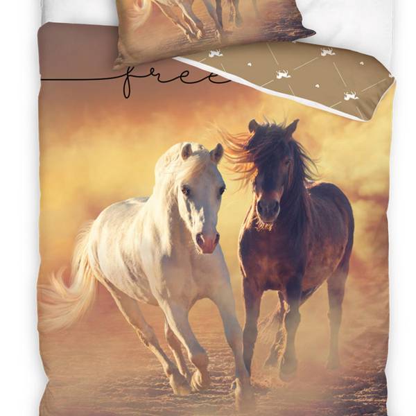 Bettwäsche Pferde in braun Braun - Textil - 135 x 200 x 1 cm