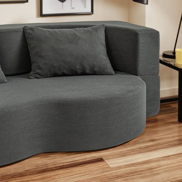 Schlafcouch FST101-DG Grau - Cord - Polyester - 107 x 32 x 177 cm