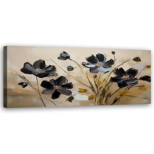 Wandbild gemalte blumen mohnblumen 90 x 30 cm
