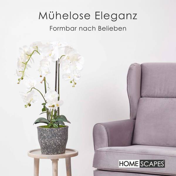 Kunstblume Phalaenopsis-Orchidee Weiß - Polyester - 48 x 82 x 82 cm