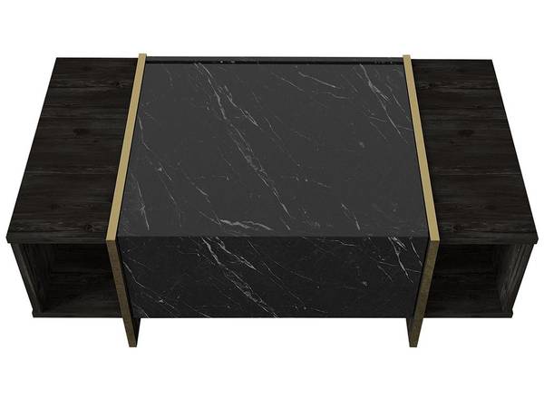 Couchtisch CADEBA Schwarz - Braun - Holz teilmassiv - 104 x 38 x 60 cm